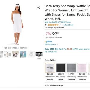Boca Terry Spa Wrap, Waffle Spa Towel Wrap for Women, Lightweight Bath Wrap 🛀